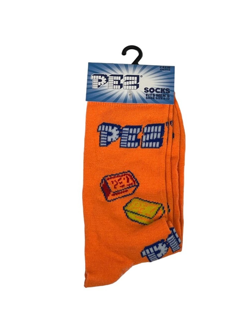 PEZ Candy Crew Socks Mens 6-12 Orange Graphic Novelty Retro Gift
